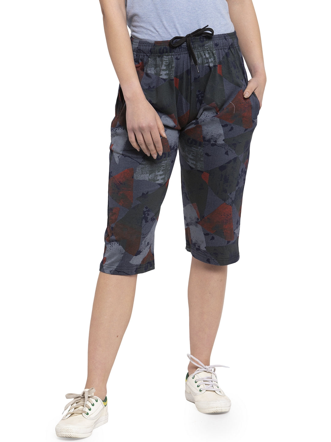 Women High Waist Cargo 3/4 Length Pants Ladies Pocket Straight Leg Capri  Trouser | eBay